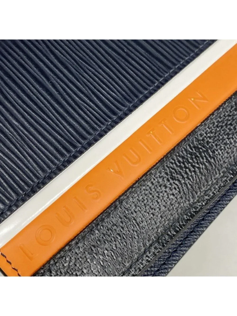 Louis Vuitton Wallet Epi Damier Graphite Portefeuille Brazza NM Blue Marine